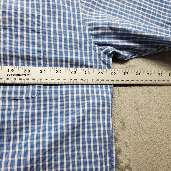 River Trader Button Down Short Sleeve Plaid Shirt 1 Pocket Blue White Men Sz XL - Picture 7 of 8